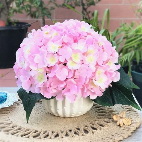 enova home pink artificial silk hydrangea flower arrangement with white