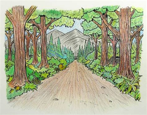 Forest Pathway In Colored Pencil Malerei
