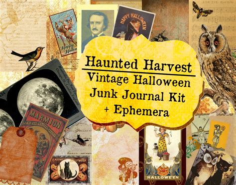 Vintage Halloween Autumn Ephemera Junk Journal Digital Etsy