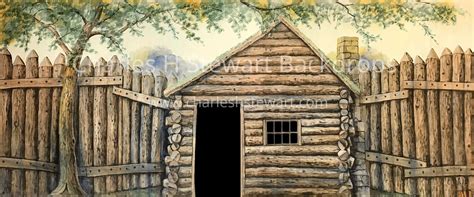 Log Cabin Exterior Cut Backdrop Backdrops By Charles H Stewart