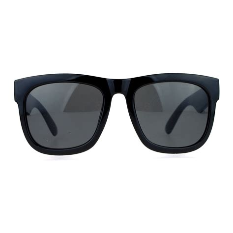 Sa106 Mens Hard Minimal Oversize Horn Rim Hipster Sunglasses Black