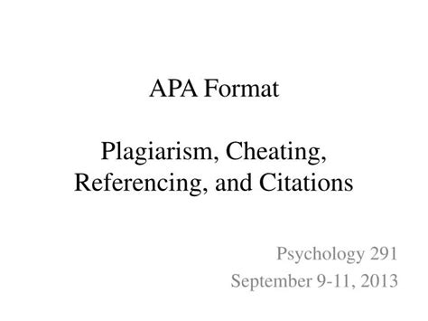 Ppt Apa Format Plagiarism Cheating Referencing And Citations