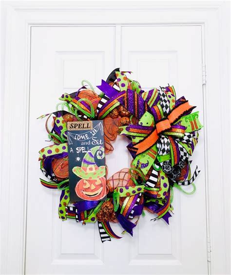 Halloween Wreath Wreath For Front Door Halloween Decoration Etsy