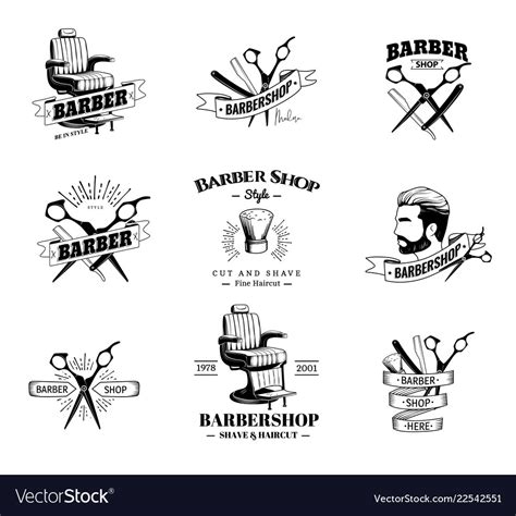Set Of Retro Barber Shop Emblems Royalty Free Vector Image