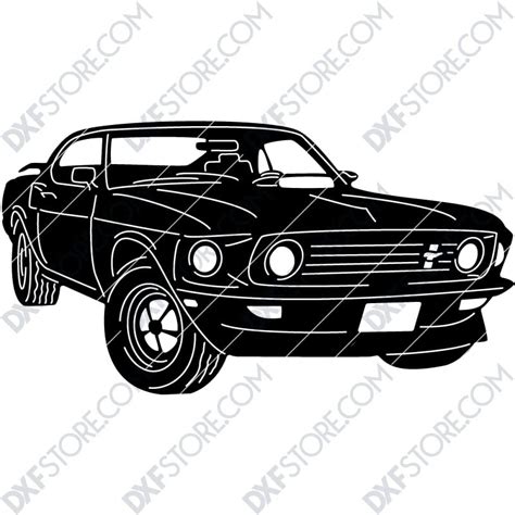 Ford Mustang 1969 Boss 429 Muscle Car John Wicks Car Dxf File Cut
