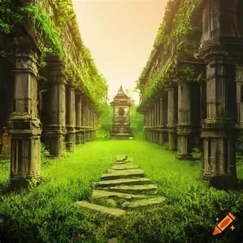 Overgrown Temple Covered In Grass