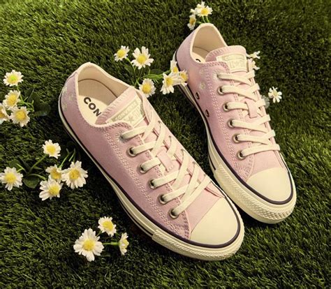Converse All Star Low Trainers Sunrise Pink Egret Sunny Oasis Daisy