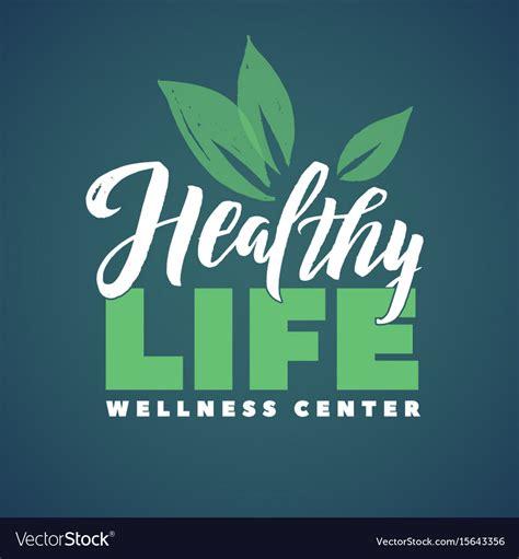 Health Life Wellness Center Logo Stroke Royalty Free Vector