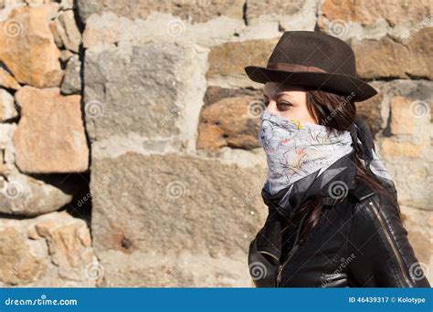 Young Woman In Bandit Style Fashion Stock Image Image Of Fugitive