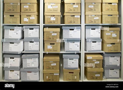 Office Life And Interiors Archive Boxes Storage Filing Stock Photo