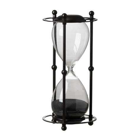 Hourglass In Stand Black Sand Black