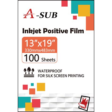 A Sub Waterproof Inkjet Film 13x19 Positive Silk Transparency For