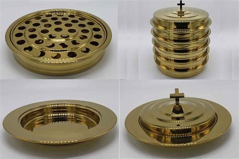 Brasstone 5 Stainless Steel Communion Trays With 1 Lid And 3 Bread