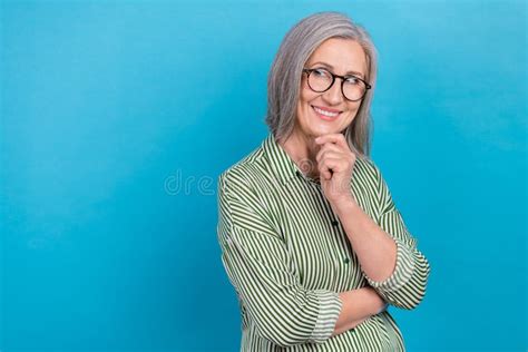 Photo Of Thoughtful Minded Smart Retired Business Lady Grey Hair Wear Glasses Look Empty Space