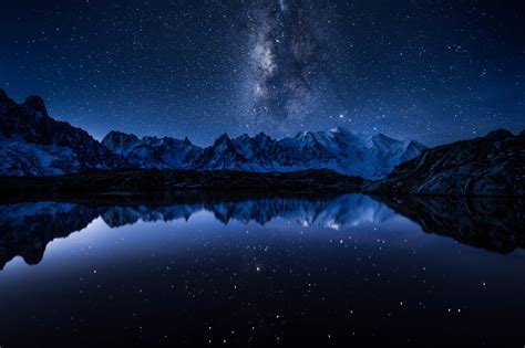 Terranatureza Reflecção Natureza Montanha Céu Noite Estrelas Via