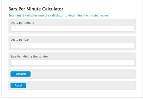 Bars Per Minute Calculator Calculator Academy
