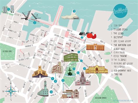 Auckland Recorrido A Pie De Mapa De La Ciudad De Auckland Paseos Mapa