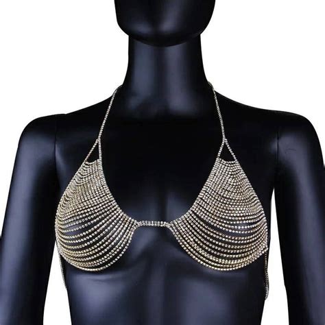 sexy rhinestone tassel bra body chain jewelry crystal bra for etsy