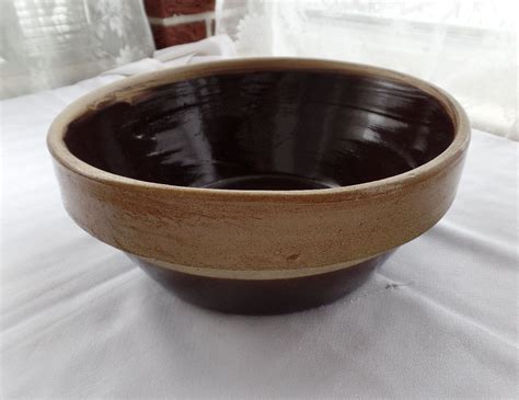 Brown Stoneware Mixing Bowl Antique Salt Glazed Mixing Bowl Etsy