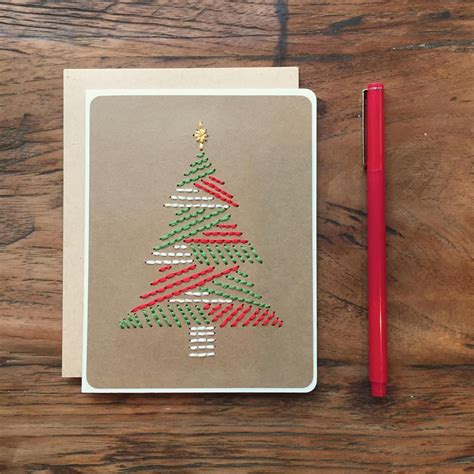 Christmas Card Holiday Card Handmade Sewn Card Christmas Etsy