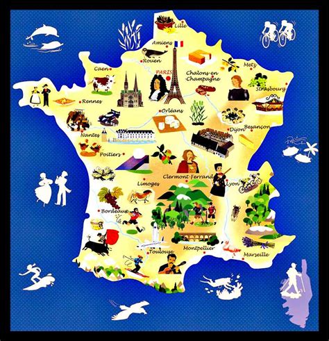 Carte De France Touristique Illustrée ≡ Voyage Carte Plan