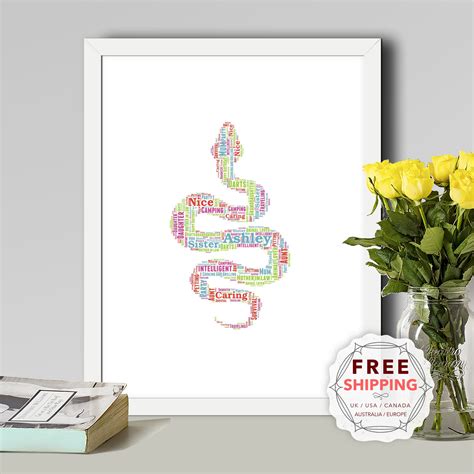 Personalized Snake Framed Word Art T Keepsake Unique Etsy