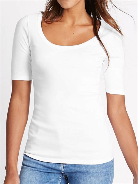 Marks And Spencer Mand5 White Pure Cotton Half Sleeve T Shirt Plus