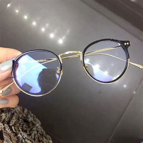 Cubojue Small Round Eyeglasses Frame Men Women Vintage Glasses Man Nerd Spectacles Black Gold