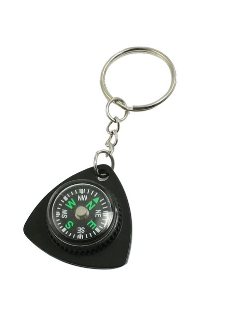 09 Dia Metal Ring Keys Holder Black Compass Keychain Keyring