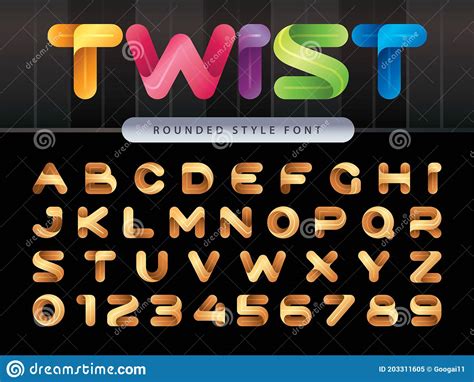 Vector Of Stylized Rounded Font And Alphabet Stock Vector