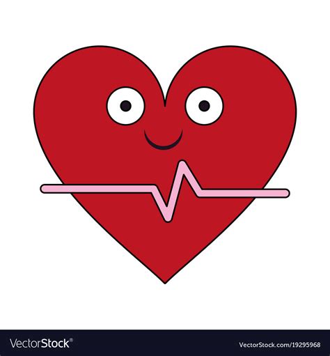 Heartbeat Medical Symbol Cartoon Smiling Cartoon Vector Image