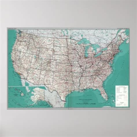 United States Maps Printed Road Map Poster Zazzle