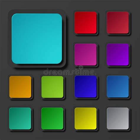 Vector Modern Colorful Square Icons Set Stock Vector Illustration Of