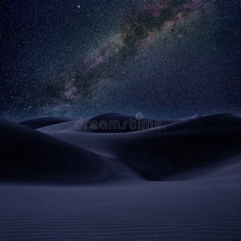 Desert Dunes Sand In Milky Way Stars Night Stock Photo Image Of