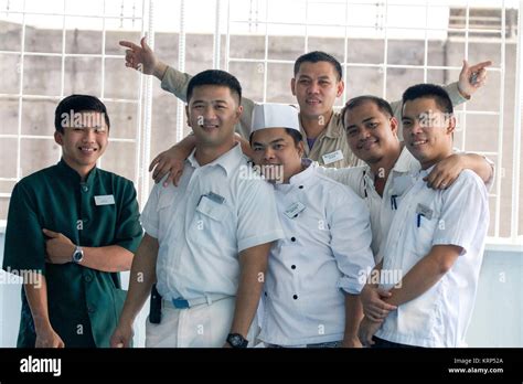 Smiling Filippino Cew From A Cruise Linerfilipino Crewships Crew