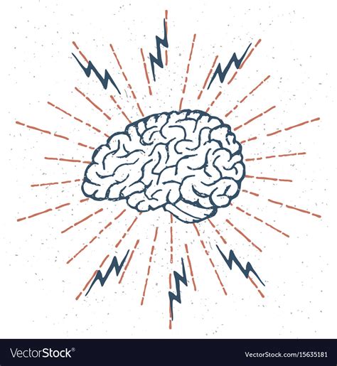 Hand Drawn Brain Lightning Bolts Royalty Free Vector Image