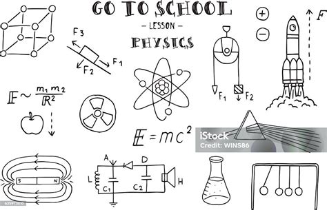 Physics Hand Sketches On The Theme Of Physics Vector Illustration Stock