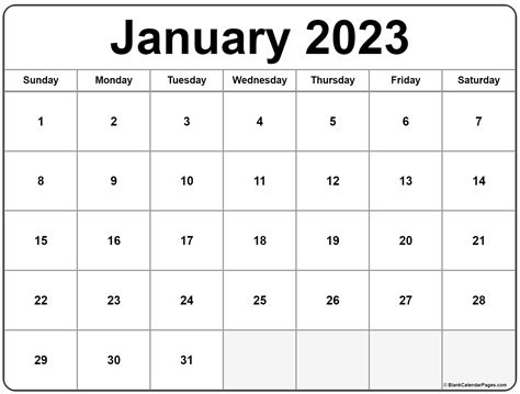Blank Calendar 2023 January 2022