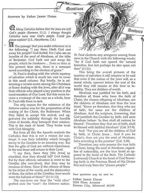 Joseph asks SSPX Priest “Many Catholics believe that Jews are still God