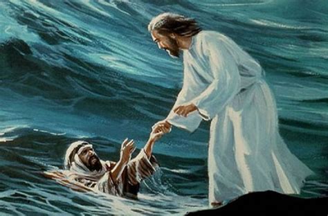 Jesus Pulls Peter From Water Jesus Walk On Water Miracles Of Jesus