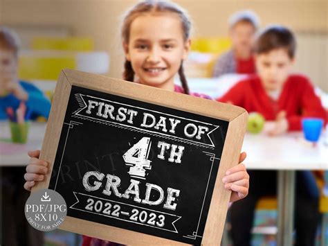 First Day Of School Sign 4th Grade Sign Printable Fourth Grade Sign 1s