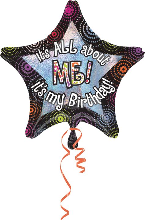 Its All About Me Its My Birthday Star Satin Foil Balloon Multi Coloured 28 In Helium