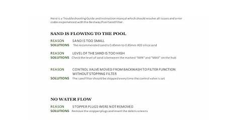 bestway pool pump instruction manual
