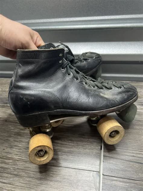 Vintage Chicago Roller Skates Black Leather Hyde Sure Grip Big D Size 5