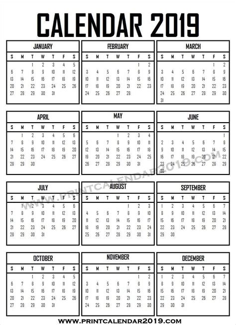 Free Download 2019 Calendar With Week Numbers