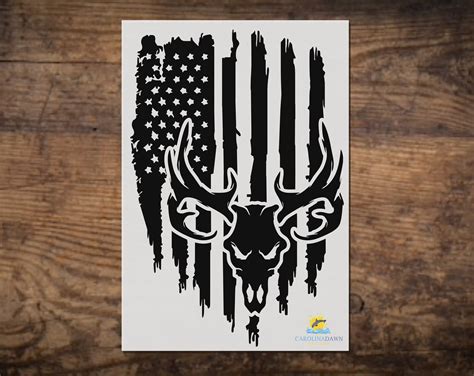 American Flag Deer Skull Vinyl Decal Deer Hunting Decal Etsy