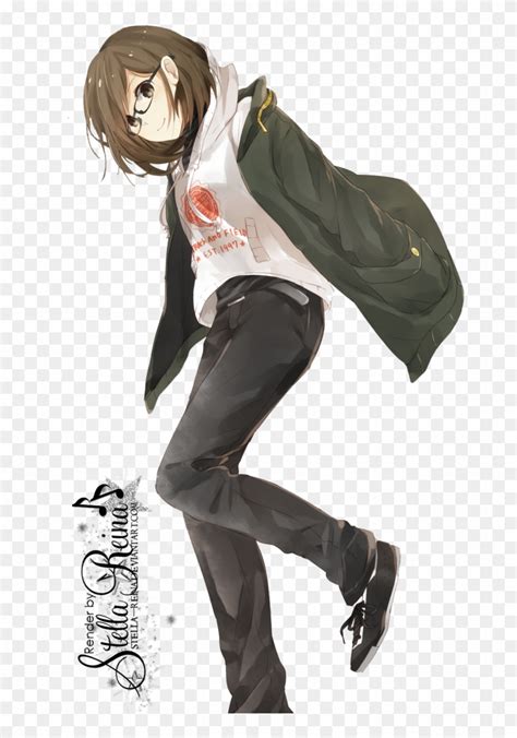 Ramah Anime Girl With Short Brown Hair And Glasses Free Transparent Png Clipart Images