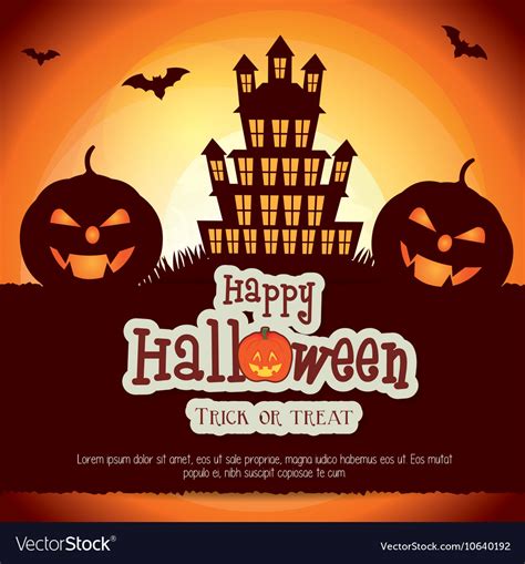 Poster Halloween Party With House Scary Design Vector Image