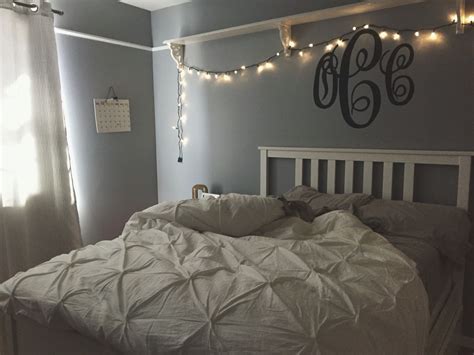My Room Teenage Bedroom Fairy Lights Grey White Bedroom