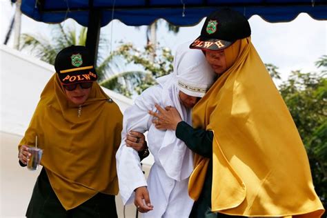 Sobbing Indonesian Woman Dragged To Platform And Publicly Caned For